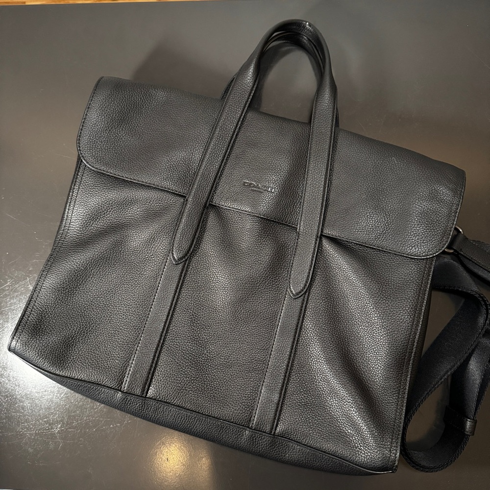Coach Black Leather Briefcase Professional Design